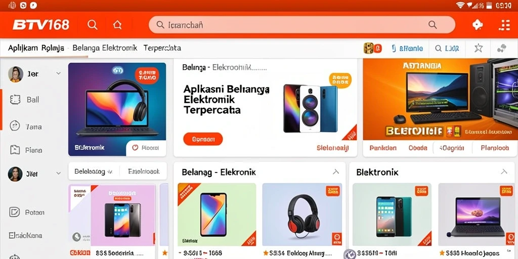 Tampilan antarmuka BTV168 yang modern dan fungsional untuk belanja elektronik.
