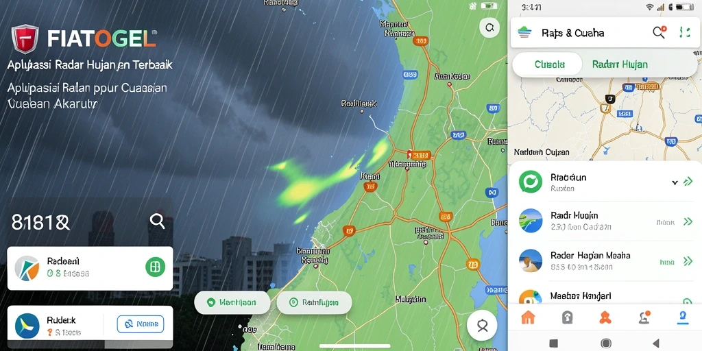 Tampilan antarmuka <strong>FIATOGEL</strong> yang menawan dengan peta radar hujan.