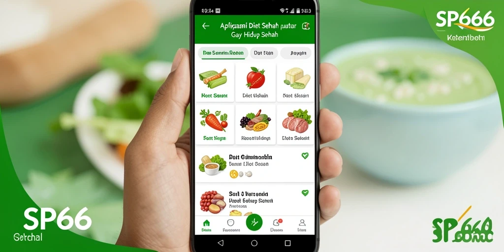 Tampilan antarmuka aplikasi Diet Sehat SP666 yang menarik dan mudah digunakan.