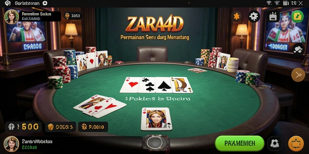 Antarmuka menarik dari ZARA4D saat bermain poker.