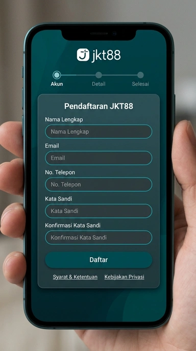Tampilan halaman daftar jkt88